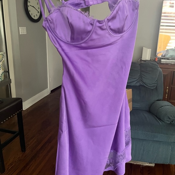 Meshki Joselyn Purple Satin Mini Dress XS - Picture 3 of 5